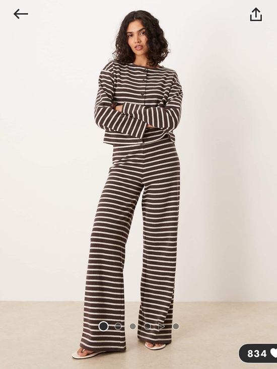 ASOS Pants - ASOS Brown & Cream Striped Straight-Leg Knit Pants